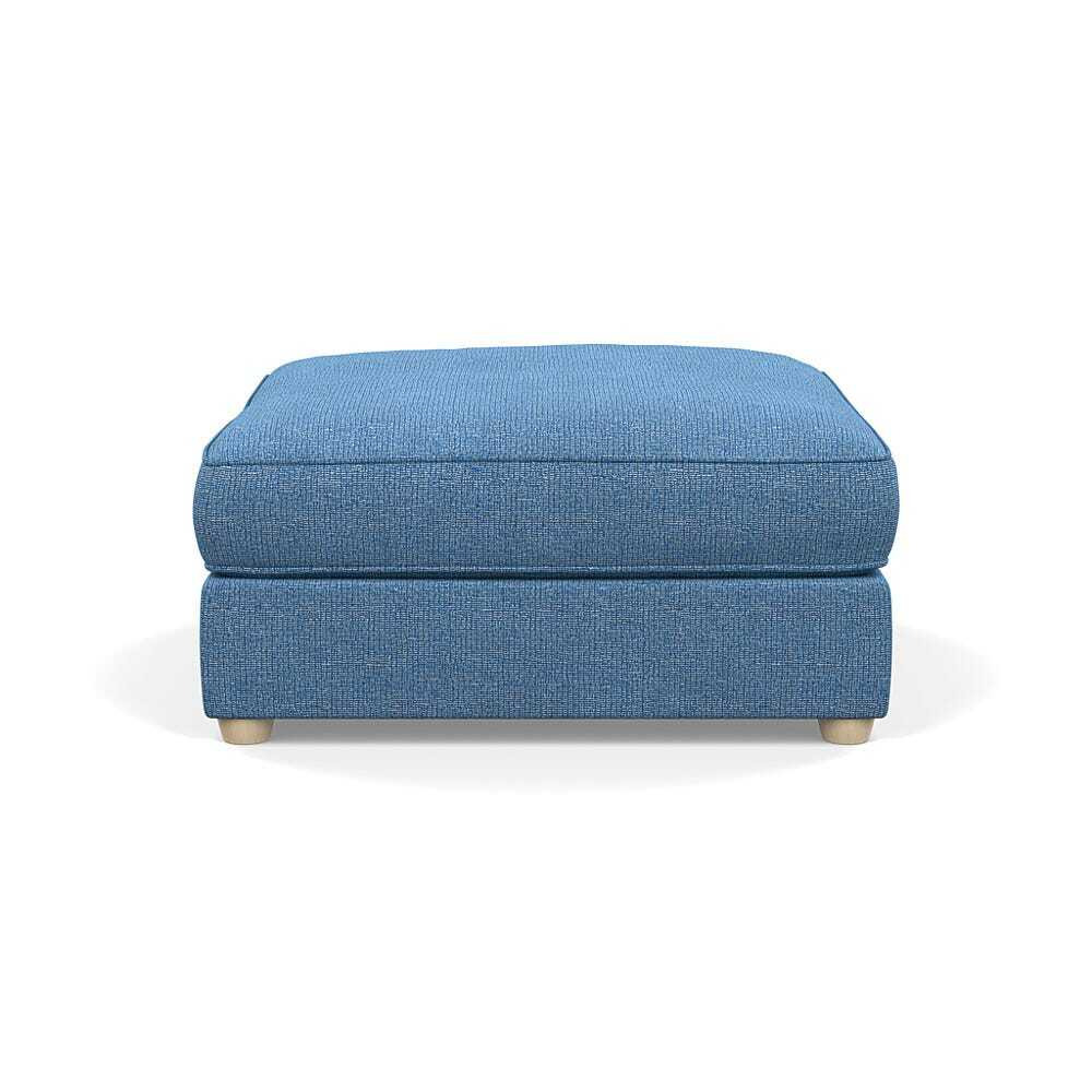 Heal's Tailor Footstool Tejo Recycled Cobalt Natural Beech Feet - Heal's UK Furniture