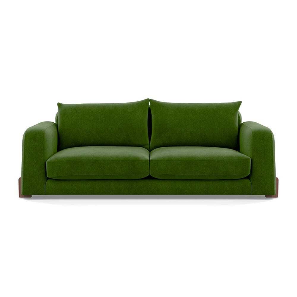 Heal's Nuvola 4 Seater Sofa Smart Luxe Velvet Grass Walnut Stained Feet