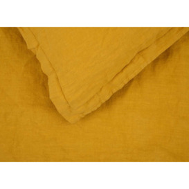 Heal's Washed Linen Mustard Fitted Sheet Double