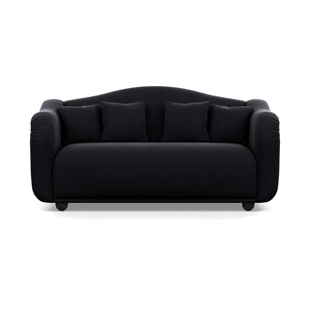 Heal's Tetbury 3 Seater Sofa Velvet Black Black Beech Feet