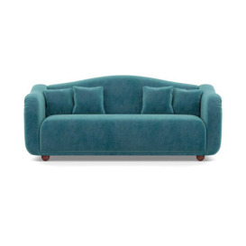 Heal's Tetbury 4 Seater Sofa Smart Luxe Velvet Airforce Blue  Walnut Stained Beech Feet