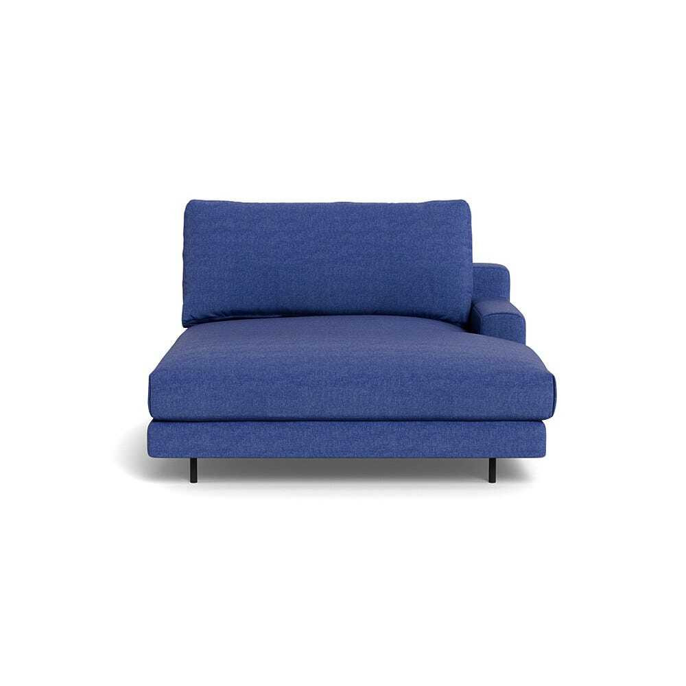 Heal's Orso Right Hand Facing Wide Chaise Unit High Back Brushed Cotton Cobalt  Black Feet - Heal's UK Furniture