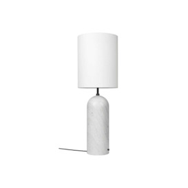 Gubi Fol19 Gravity Floor Lamp XL High White Marble Base White Shade