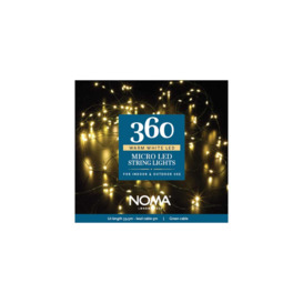 Noma Warm White 360 LED Indoor or Outdoor Micro String Lights Green Cable