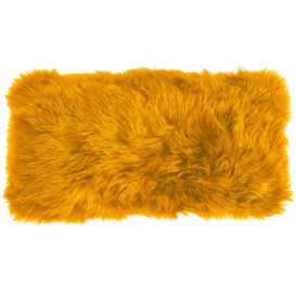 Natures Collection New Zealand Sheepskin Cushion Imperial Yellow 28 x 56cm - thumbnail 1