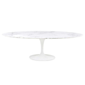 Knoll Saarinen Dining Table with White Base in Brown Emperador 198cm - thumbnail 2