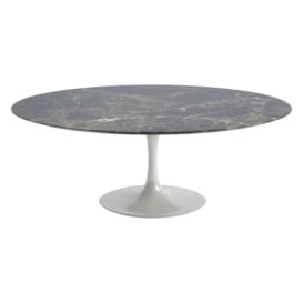 Knoll Saarinen Dining Table with White Base in Brown Emperador 198cm - thumbnail 1