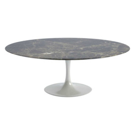 Knoll Saarinen Dining Table with White Base in Brown Emperador 198cm