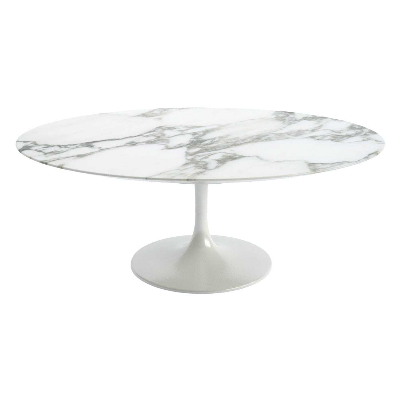 Knoll Saarinen Coffee Table with White Base in Arabescato 107cm