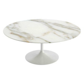 Knoll Saarinen Coffee Table with White Base in Calacatta 91cm - thumbnail 2