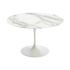 Knoll Saarinen Dining Table with White Base in Calacatta 120cm