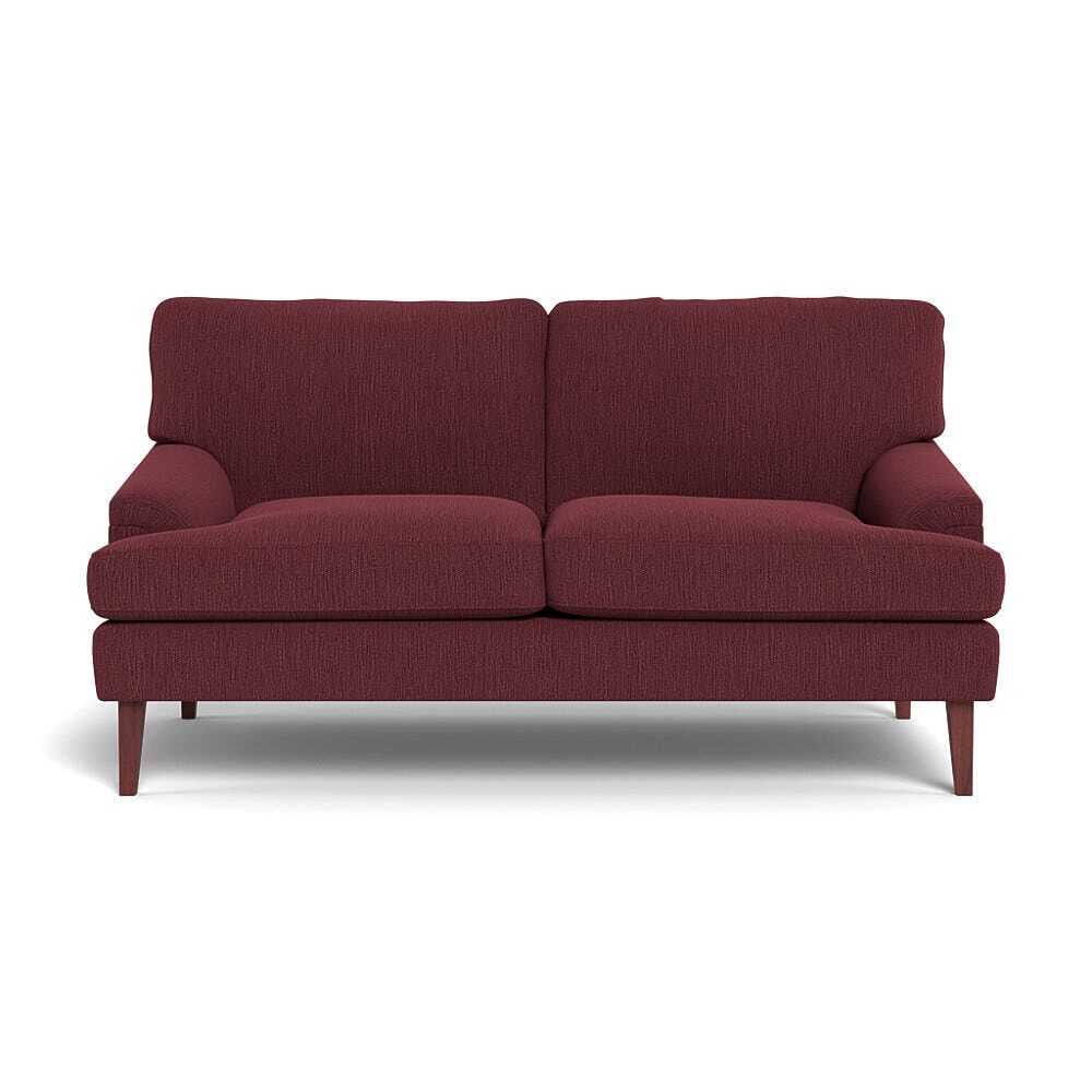Heal's Stanton 2 Seater Sofa Smart Linen Mix Maroon Walnut Stained Feet - image 1