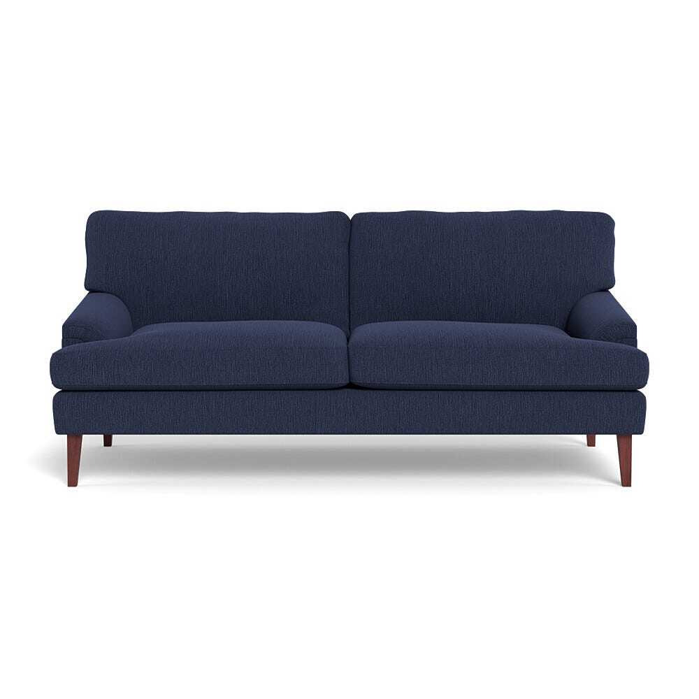 Heal's Stanton 3 Seater Sofa Smart Linen Mix Navy Walnut Stained Feet - image 1
