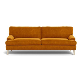 Heal's Stanton 4 Seater Sofa Smart Luxe Velvet Cognac Natural Feet