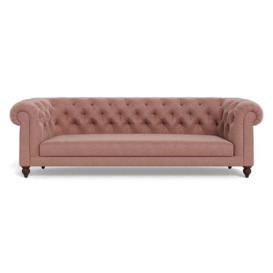 Heal's Fitzrovia 4 Seater Sofa Smart Luxe Velvet Dusky Pink Stained Oak Feet