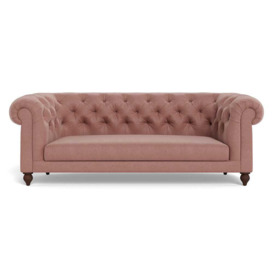 Heal's Fitzrovia 3 Seater Sofa Smart Luxe Velvet Dusky Pink Stained Oak Feet