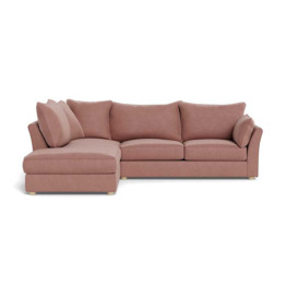 Heal's Tailor Left Hand Facing Corner Sofa Smart Luxe Velvet Dusky Pink Natural Beech Feet - thumbnail 1