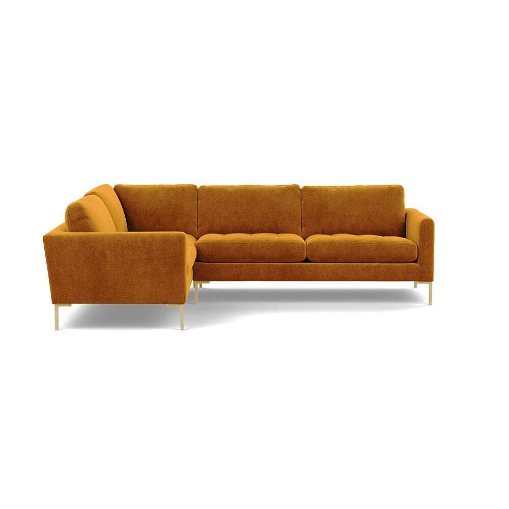 Heal's Eton Left Hand Facing Corner Sofa Smart Luxe Velvet Cognac Brass Feet - image 1