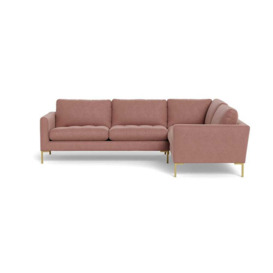 Heal's Eton Right Hand Facing Corner Sofa Smart Luxe Velvet Dusky Pink Brass Feet