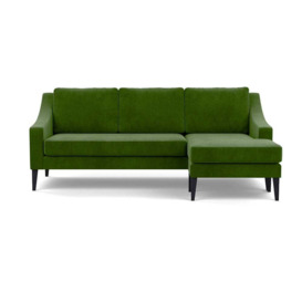 Heal's Richmond Corner Chaise Sofa Smart Luxe Velvet Grass Black