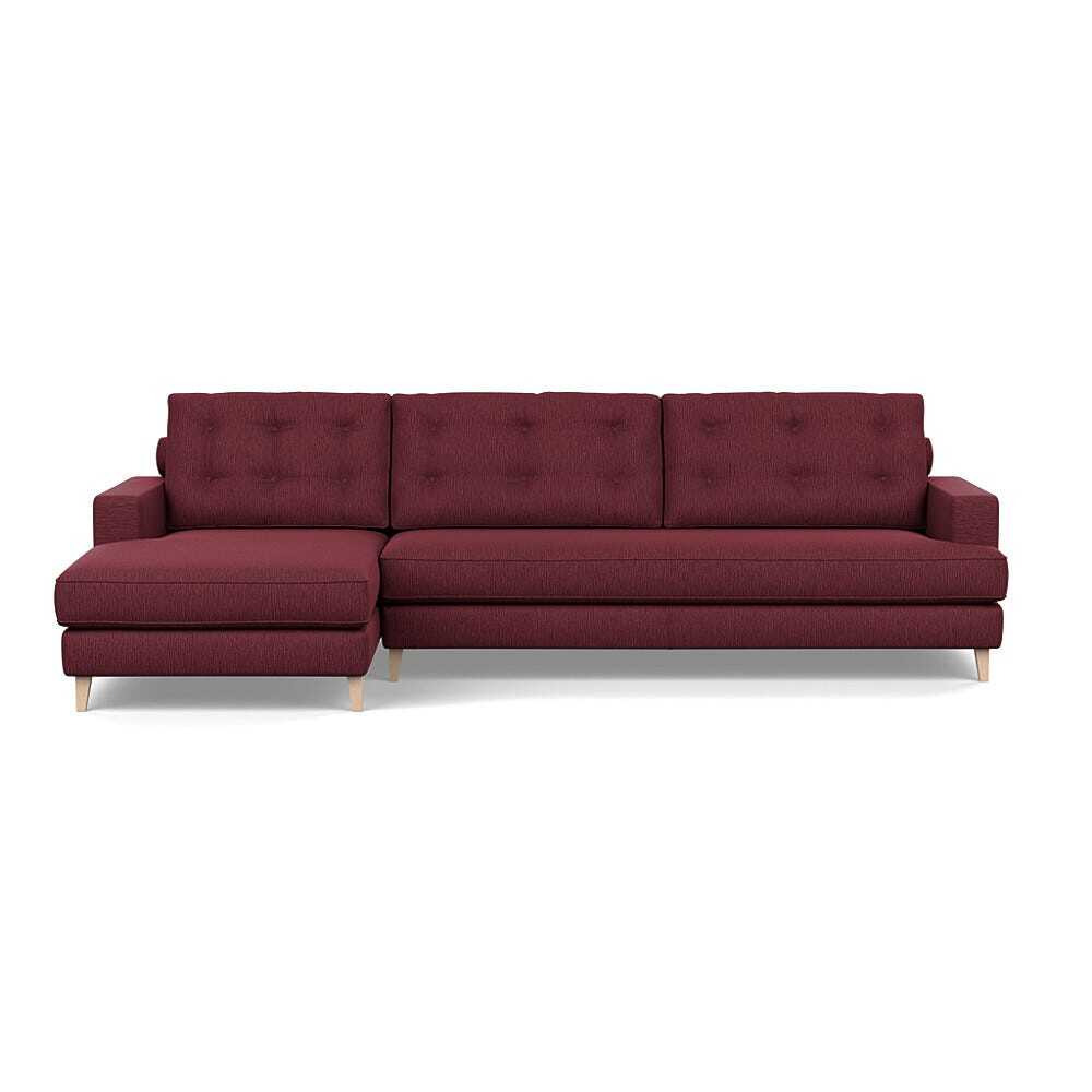 Heal's Mistral Left Hand Facing Corner Sofa Smart Linen Mix Maroon Natural Feet - image 1