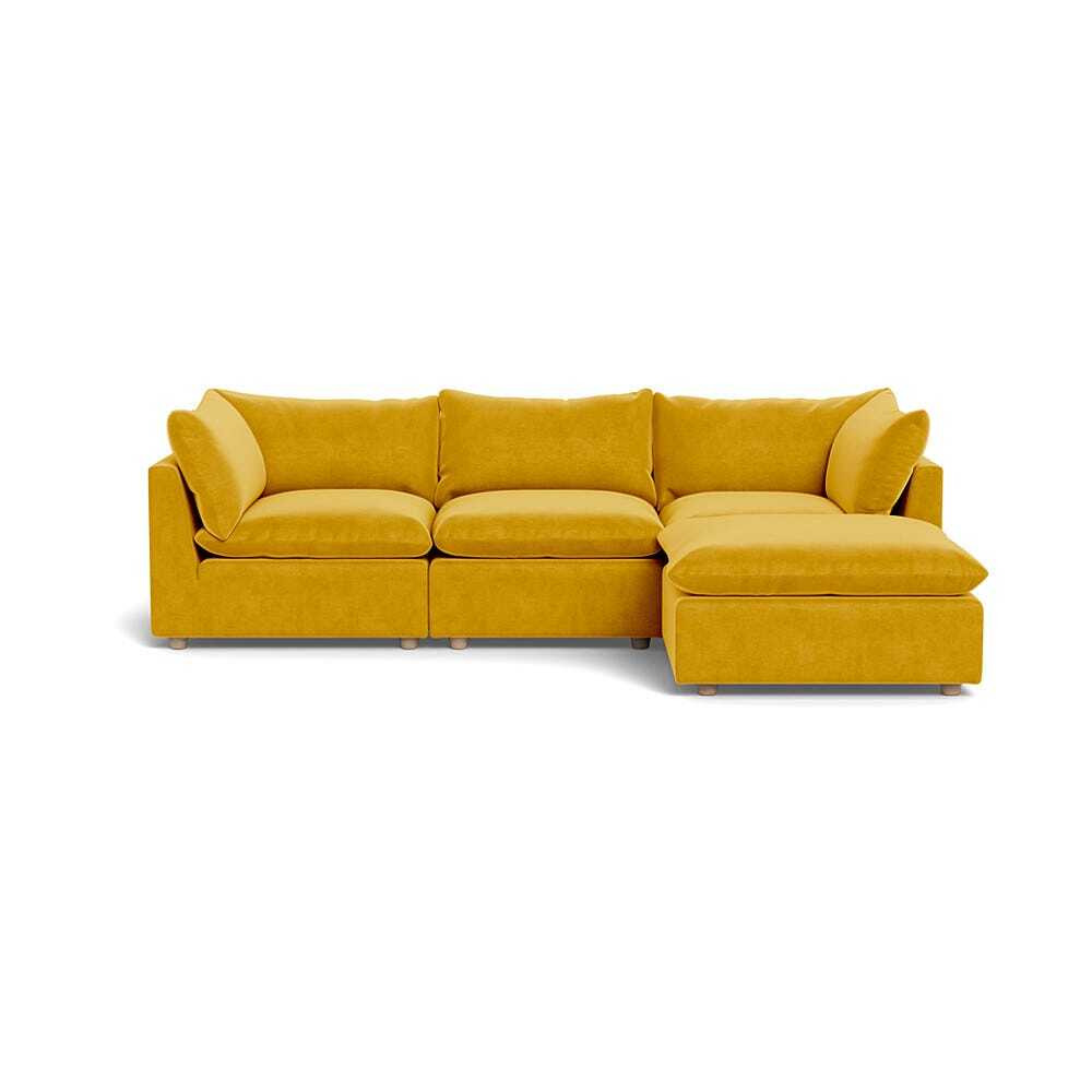 Heal's Astrid Right Hand Facing Corner Sofa Smart Luxe Velvet Canary Natural Beech Feet - image 1