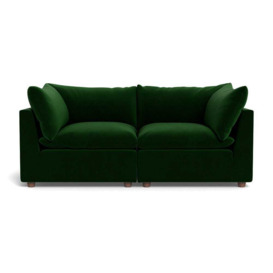 Heal's Astrid 3 Seater Sofa Smart Velvet Forest Walnut Stained Beech Feet
