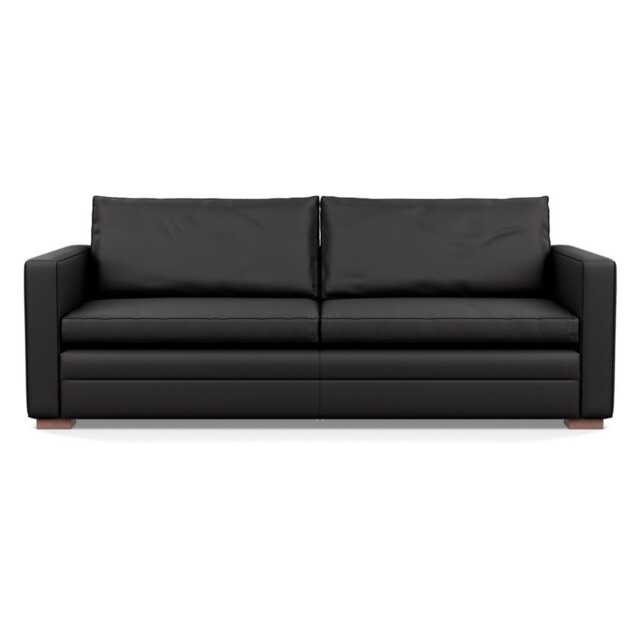 Heal's Palermo 4 Seater Sofa Leather Grain Graphite 063 Walnut Feet