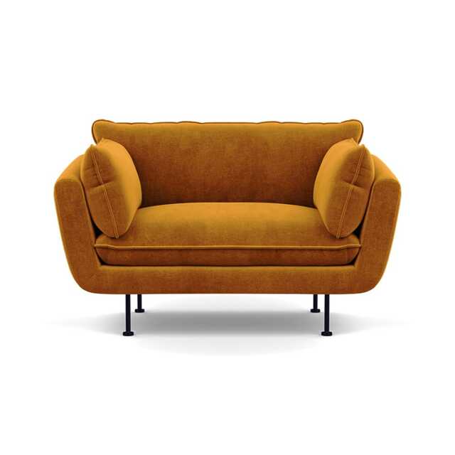 Heal's Allora Loveseat Smart Luxe Velvet Cognac Black Feet