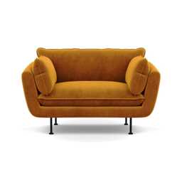 Heal's Allora Loveseat Smart Luxe Velvet Cognac Black Feet