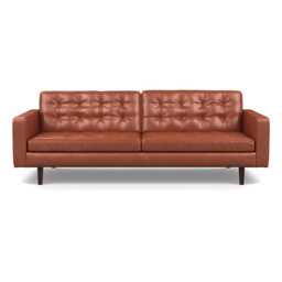 Heal's Hepburn 4 Seater Stonewash Leather Light Brown 274 Black Feet