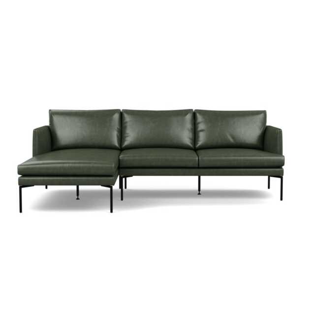 Heal's Matera Left Hand Facing Chaise Sofa Leather Stonewash Vintage Green 278 Black Feet