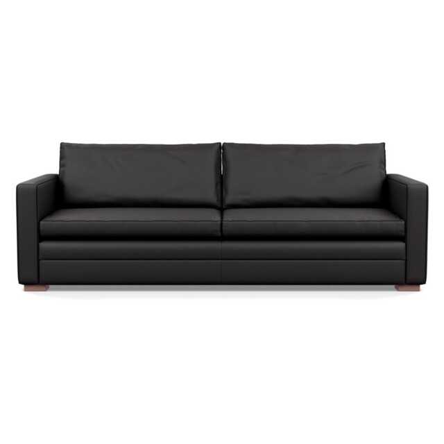 Heal's Palermo 5 Seater Sofa Leather Grain Graphite 063 Walnut Feet