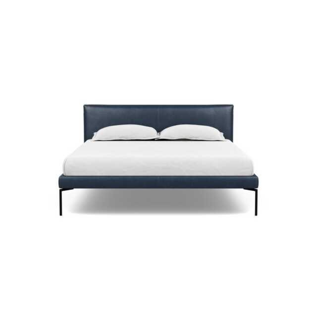Heal's Matera Bedstead King Leather Stonewash Navy Blue 279