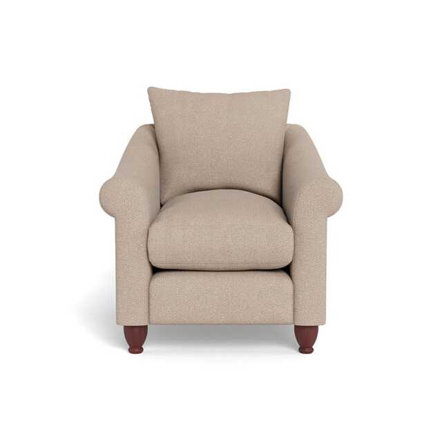 Heal's Devon Armchair Boucle Tweed Pearl Walnut Stained Beech Feet