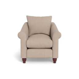 Heal's Devon Armchair Boucle Tweed Pearl Walnut Stained Beech Feet