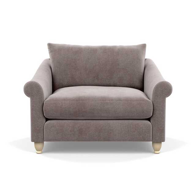 Heal's Devon Loveseat Smart Luxe Velvet Mushroom Natural Feet - image 1