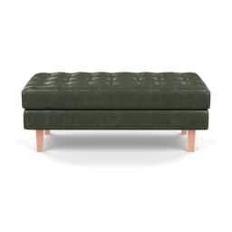 Heal's Hepburn Ottoman Stonewash Leather Vintage Green 278 Natural Feet - thumbnail 1