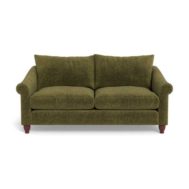 Heal's Devon 3 Seater Boucle Velvet Wilder Walnut Stained Beech Feet