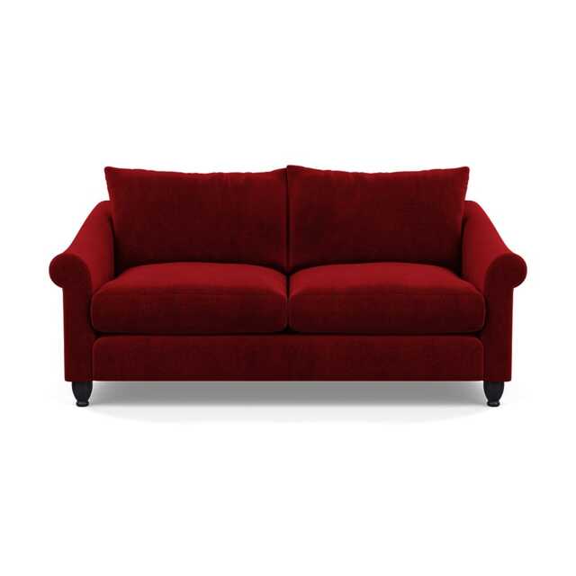 Heal's Devon 3 Seater Smart Luxe Velvet Mulberry Black Stain Beech Feet