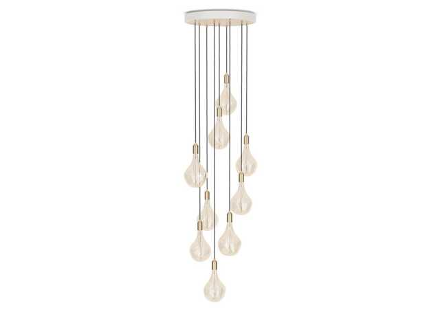 Tala Large White Canopy With 9 Brass Pendants and 9 Voronoi II Bulbs - image 1