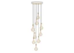 Tala Large White Canopy With 9 Brass Pendants and 9 Voronoi II Bulbs - thumbnail 1