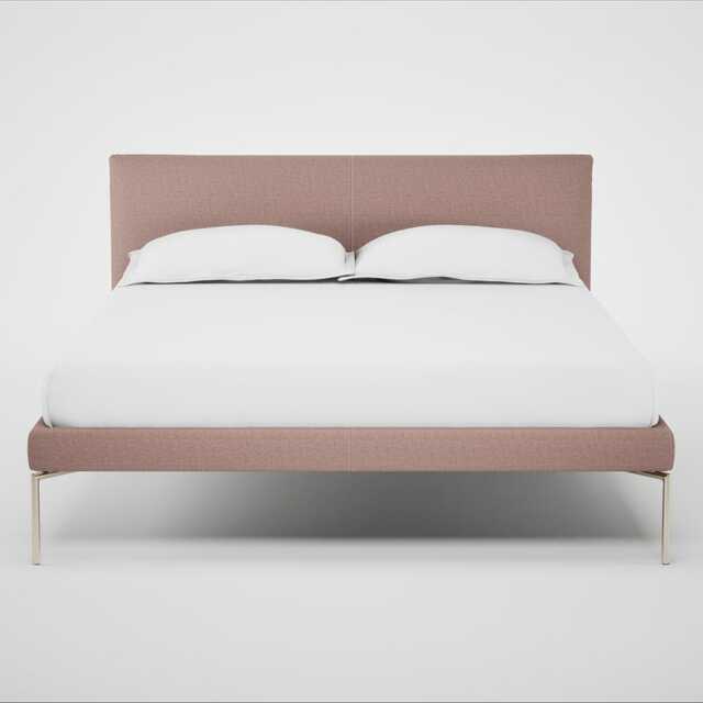 Heal's Matera Bed Double Siena Cotton Dusky Pink Stainless Steel Foot
