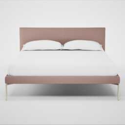 Heal's Matera Bed Double Siena Cotton Dusky Pink Stainless Steel Foot