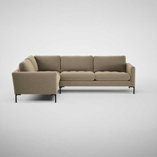 Heal's Eton Left Hand Facing Corner Sofa Boucle Velvet Rocky Black Feet