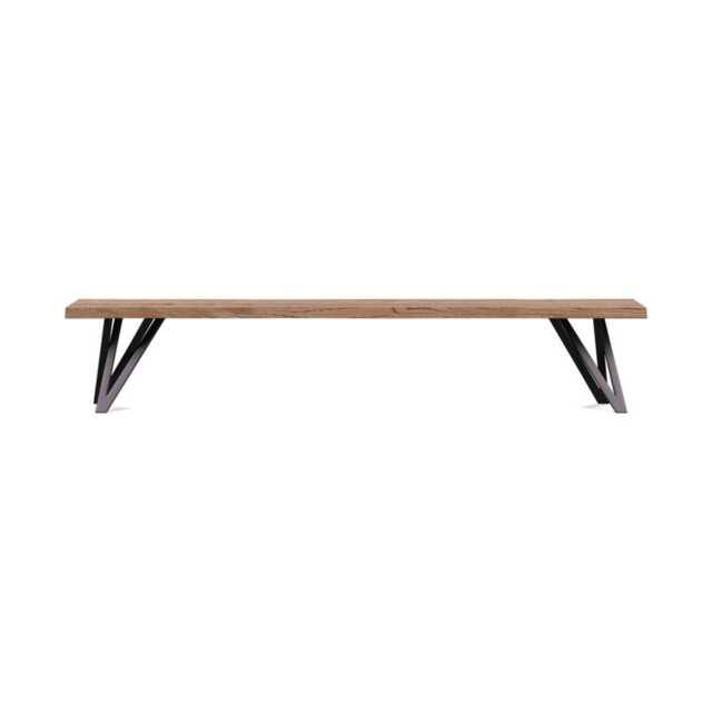 Heal's Vienna Bench 220x35cm Smoked Oiled Oak Natural Edge Not Filled