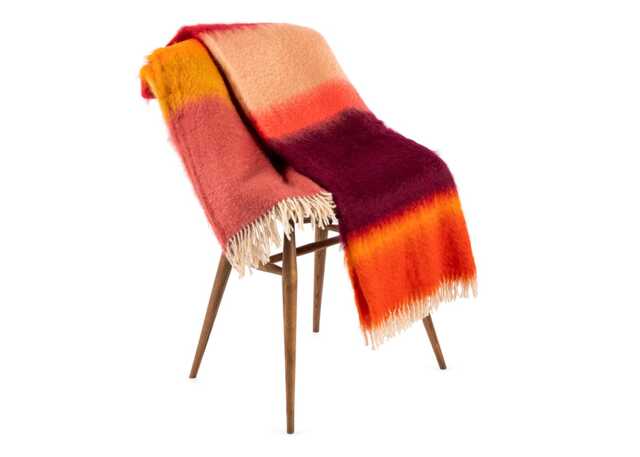 Mantas Ezcaray Mohair & Wool Stripe Throw Matisse Sunset