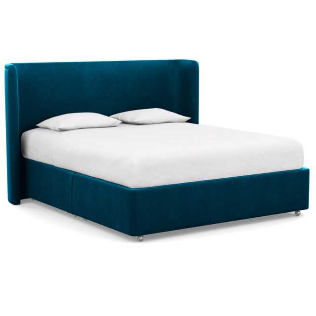Heal's Deep Divan Super King 2 Footend Velvet Teal - image 1