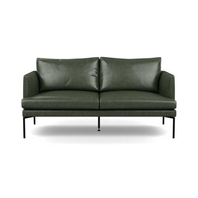 Heal's Matera 2 Seater Sofa Leather Stonewash Vintage Green 278 Black Feet - image 1