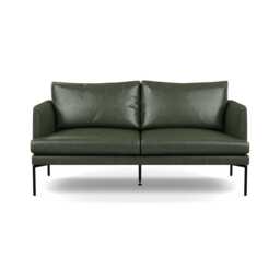 Heal's Matera 2 Seater Sofa Leather Stonewash Vintage Green 278 Black Feet